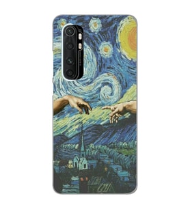 Xiaomi Mi Note 10 Lite Uyumlu Sanatsal Vintage Desenli Şeffaf Telefon Kılıfı