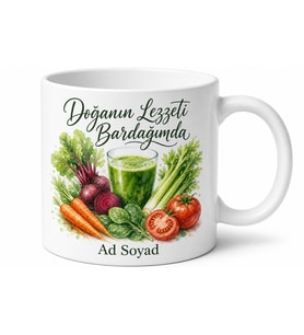 Vegan Tarifler Sebze Suyu Temalı Kupa Bardak Vegan Hediye Porselen Mug