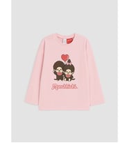 LCW Kids Pembe Monchhichi Baskılı Kız Çocuk Tişört