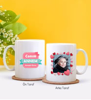 BK Gift Kişiye Özel Fotoğraflı Canım Annem Tasarımlı Beyaz Kupa Bardak-1