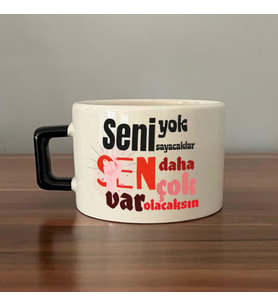 Seni Yok Sayacaklar Baskılı Kadınlar Günü Siyah Kulplu C Fincan