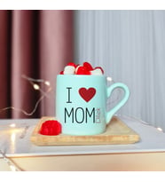 I Love Mom ( Seni Seviyorum Annem ) Tasarımlı Kişiye Özel Yeşil Türk Kahvesi Fincanı