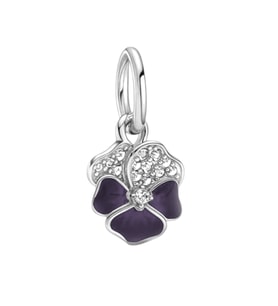 Koyu Mor Menekşe Charm  925 Ayar Gümüş