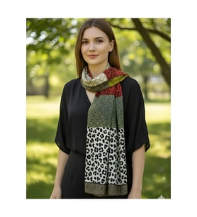 Leopar Esintisi / Cupra Saten Aksesuar Şal Atkı Estascraf 180x70cm