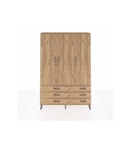 Arges Gardrop 5 Raflı 6 Çekmeceli Tek Askılı 132x30x195 Çam-Çam