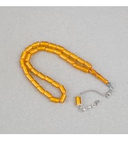 Ateş Kehribar Alpaka Püsküllü Kapsül Kesim 7x11mm Tesbih - Şeffaf Sarı