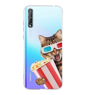PrintiFy Huawei Y8P ile Uyumlu Kedi 1 Kamera Korumalı Şeffaf Kılıf