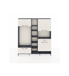 Arges Gardrop 12 Raflı Tek Çekmeceli 8 Kapaklı 220x30x243 Antrasit-Aytaşı