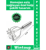 #PatatesEzici Profesyonel Ergonomik Püre Yapıcı Metal Kalp Şekil Paslanmaz Çelik Patates Ezici 25 Cm