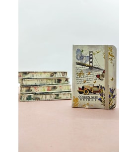 Nostaljik Retro İstanbul A7 Not Defteri , Lastikli Cep Defteri - Krem