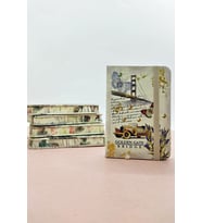 Nostaljik Retro İstanbul A7 Not Defteri , Lastikli Cep Defteri - Krem