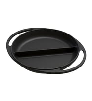 Lava Döküm Yuvarlak İki Bölmeli Sahan Döküm Demir Yekpare Çift Kulplu Çap(Ø)20cm. (Siyah)