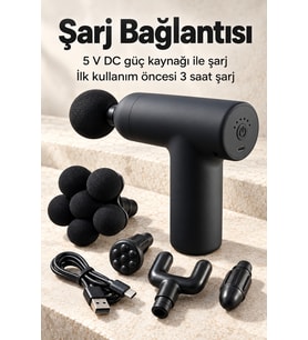 Lexroo El Tipi Masaj Tabancası Top Başlıklı Siyah Gövde