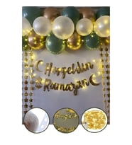 Hoşgeldin Ramazan Gold Yazı Ledli Zincir Balon Seti 11 Ayın Sultanı Ramazan Bayramı Oda Süsleme Set-