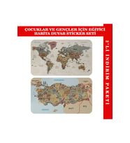 Eğitici Ve Öğretici Dünya Ve Türkiye Haritası Çocuk Odası Duvar Sticker-3883-60x105