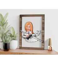 BK Gift Kişiye Özel Kadın Pilot Karikatürlü 3D Ahşap Tablo, Sevgiliye Hediye, Arkadaşa Hediye, Yıl Dönümü Hediyesi, Doğum Günü Hediyesi-1