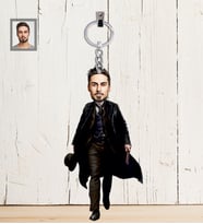 Kişiye Özel Kabadayı Karikatürlü Ahşap Anahtarlık Bay-2
