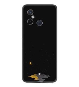 Xiaomi Redmi 12C Kılıf Silikon Desen Özel Seri Ay ve Kedi 1683