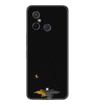 Xiaomi Redmi 12C Kılıf Silikon Desen Özel Seri Ay ve Kedi 1683