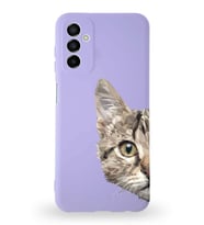 Samsung Galaxy A04s Uyumlu Lansman Kılıf. Altı Kapalı İçi Kadife  Catface Tasarımlı Silikon Kapak (Şeffaf)