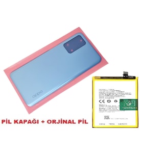 Tkgz Oppo A16 Arka Pil Batarya Kapağı + PİL (CAM) MAVİ
