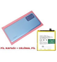 Tkgz Oppo A16 Arka Pil Batarya Kapağı + PİL (CAM) MAVİ