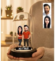 Kişiye Özel Karikatür Taraftar Sevgili Tasarımlı Işıklı Fanus