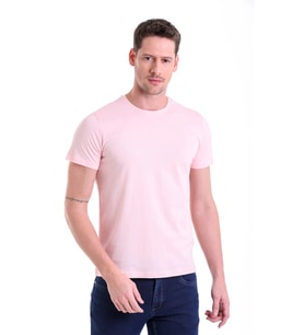 Hatemoğlu Pembe ST 22Y Basic Bisiklet Yaka Süprem T.Shirt (S-3XL)