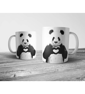 Pixxa Kalp İşareti Yapan Sevgili Panda Kupa Bardak  