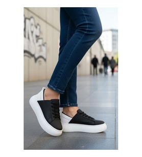 Ayakmod OZ-03 Beyaz Kadın Spor Ayakkabı (Siyah - Beyaz)