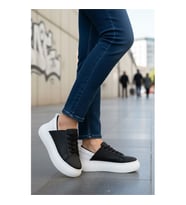 Ayakmod OZ-03 Beyaz Kadın Spor Ayakkabı (Siyah - Beyaz)