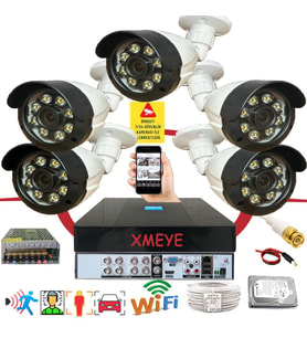 5 li Araç İnsan Yüz Tanımalı Hareket Algılayan 5 MP Lens 8 Warm Led Gece Renkli Kamera Seti 2308W