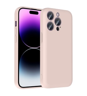 Apple iPhone 14 Pro Uyumlu Kılıf Kamera Korumalı Kartlık Hazneli Zore Vitra Kapak (Pembe)