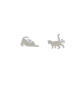 Agai Silver Kedi Model Gümüş Küpe (Gümüş)