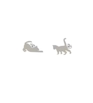 Agai Silver Kedi Model Gümüş Küpe (Gümüş)