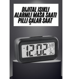 Gece Dijital Masa Saati Dijital Alarmlı Led Ekran Pilli Çalar Saat