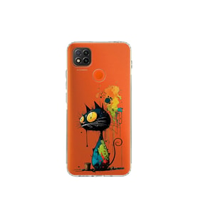 Redmi 10A ile Uyumlu Splash Kedi Tasarımlı Şeffaf Silikon Kılıf
