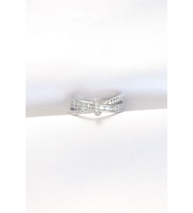 Kıvrım Model Silver Renk Zirkon Taşlı Ayarlanabilir Yüzük (Gümüş)