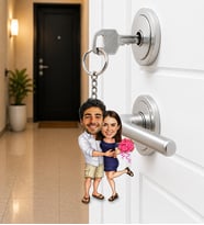 Kişiye Özel Romantik Çift Karikatürlü Anahtarlık – Fotoğraflı Sevgili Mini Karakter Tasarımı