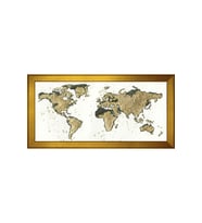Harita Temalı Kanvas Tablo 50 x 70 cm Gold Çerçeve