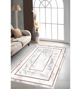 Bakır Çerçeveli Kaymaz Taban Makinede Yıkanabilir Halı RV005 - 100 x 160 cm