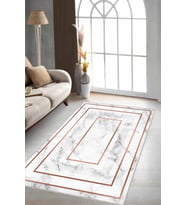 Bakır Çerçeveli Kaymaz Taban Makinede Yıkanabilir Halı RV005 - 100 x 160 cm
