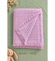 Waffle Desen Pembe Battaniye %100 Organik Pamuk 100x110 cm