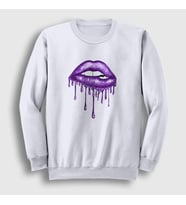 Presmono Unisex Beyaz Lips Deep Purple Sweatshirt 381732tt (Beyaz)