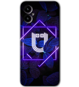 Omix X5 Kılıf HD Desen Baskılı Arka Kapak - Dark Neon Yaprak Ü Harfi