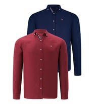 İKİLİ SET G674 DEWBERRY ERKEK GÖMLEK-LACİVERT- BORDO (Karışık)