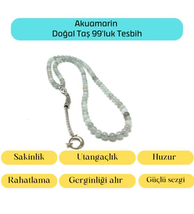 Sertifikalı Akuamarin 6mm 99luk Doğal Taş Tesbih