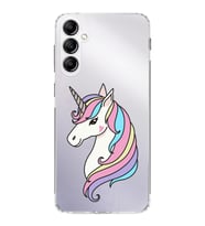Samsung Galaxy A14 Uyumlu Kamera korumalı Kapak Unicorn Tasarımlı  Şeffaf Kılıf
