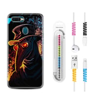 Oppo A5S A15 A16 A54 A55 A73 A74 Kılıf Kablo Koruma Spiral Silikon Karga 1616