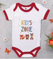BK Kids Kids Zone Tasarımlı Kırmızı Bebek Body Zıbın-1